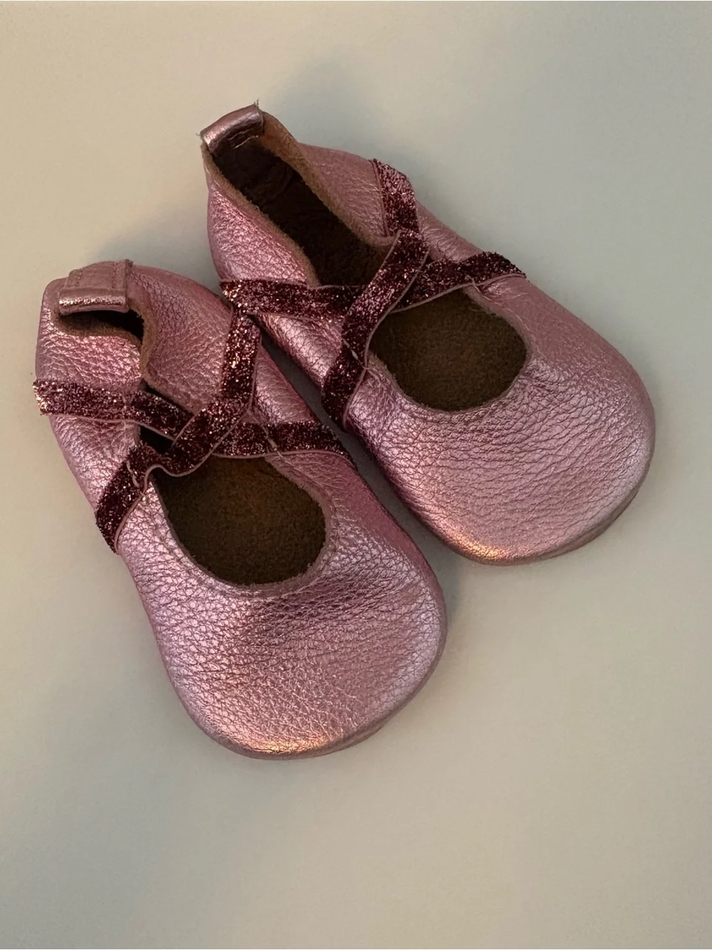 Freshly Picked frosted rose shiny metallic ballet slipper size 5